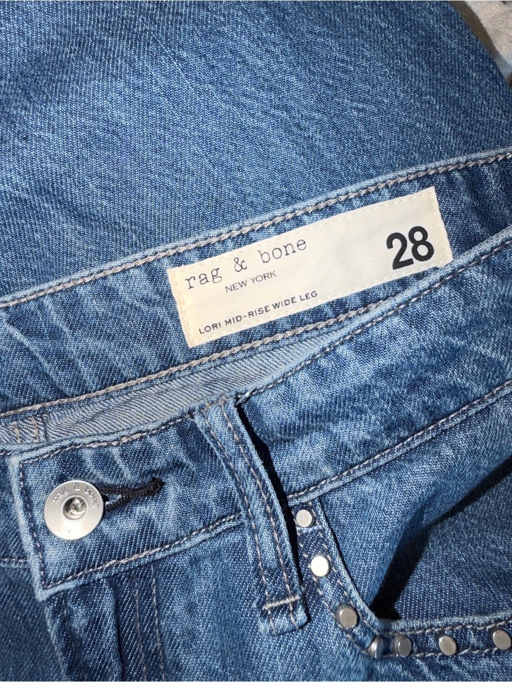 NWOT rag & bone Lori Wide Leg Jeans 28, ACID WASH STUD - Picture 8 of 8
